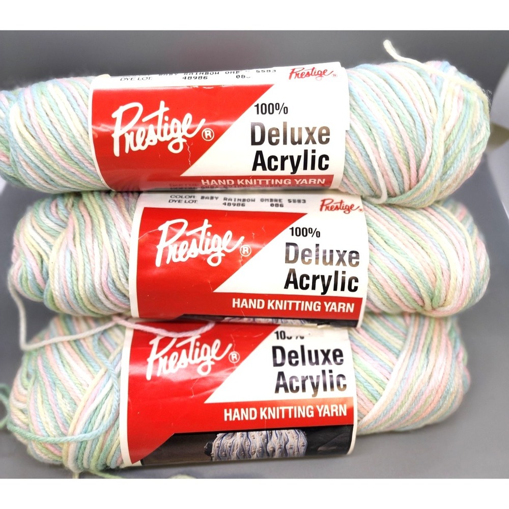 Vintage Prestige 100% Deluxe Acrylic Baby Rainbow Ombre Yarn 6 Skeins